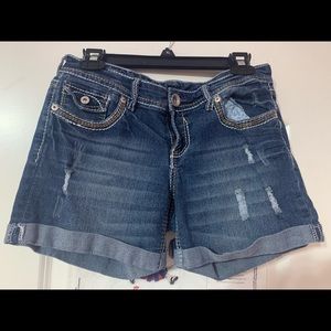 Denim shorts, 7/8 ,Small rips